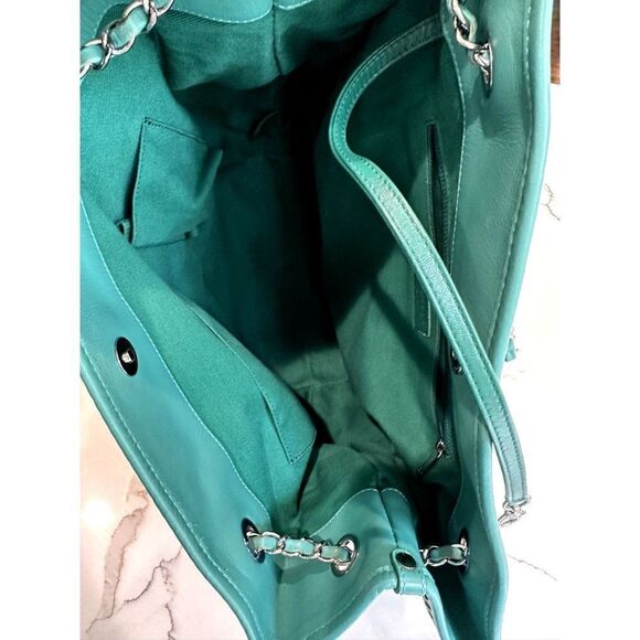 Chanel Calfskin Perforated Up in the Air North South Tote in Teal - Picture 12 of 13
